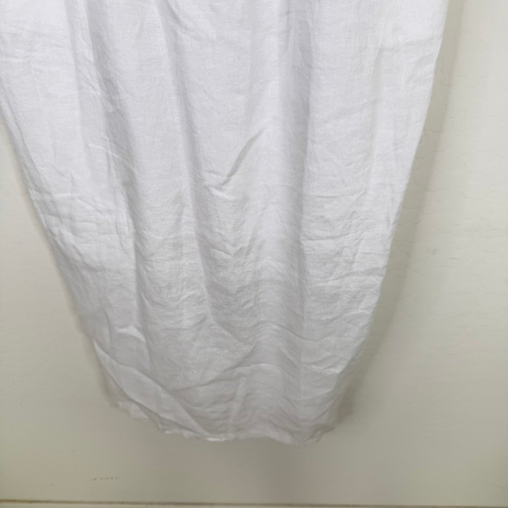 Quince‎ Linen Scoop Neck Midi Sundress White Coastal Beachy Resort Wear Size XL - Picture 6 of 16